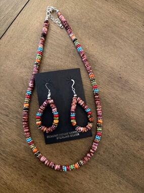 Sterling Silver Purple Spiny Oyster Multi Stone Bead Necklace. 18 inch. Gift